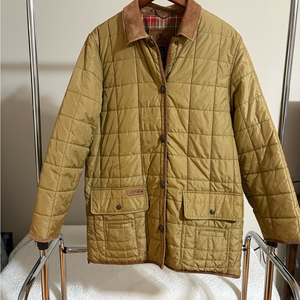 Lauren Ralph Lauren Quilted Utility Jacket with Brown Corduroy Trim